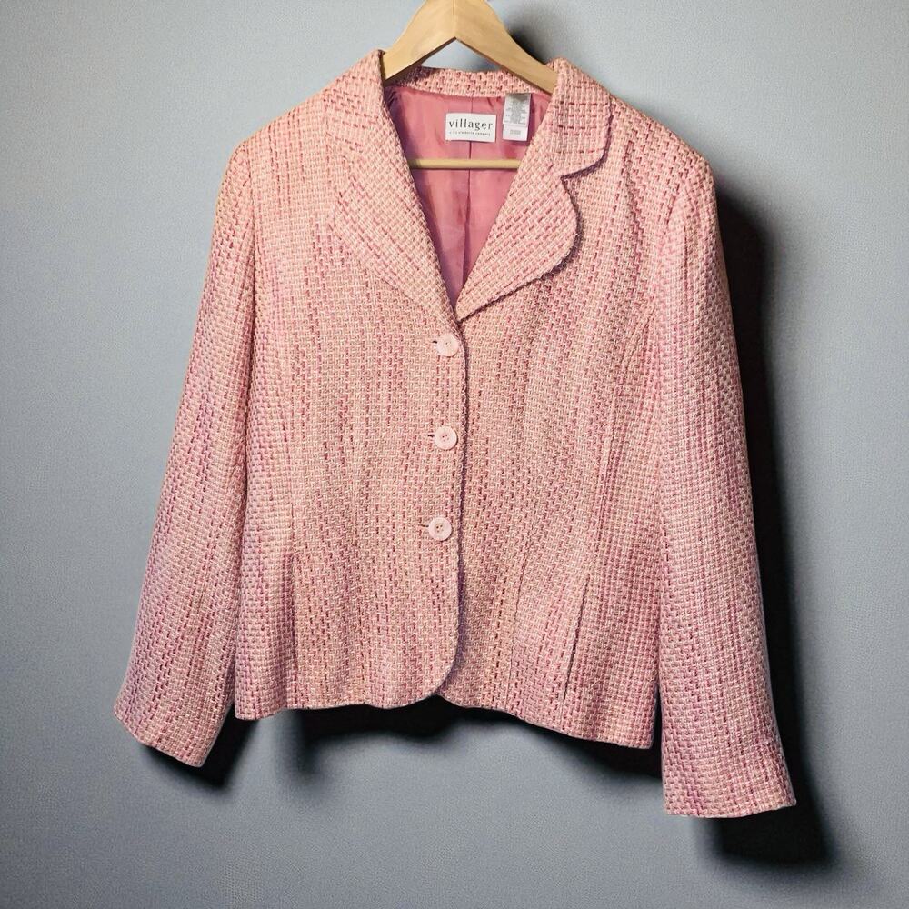 Vintage 90s Villager Blazer Pink Womens 12